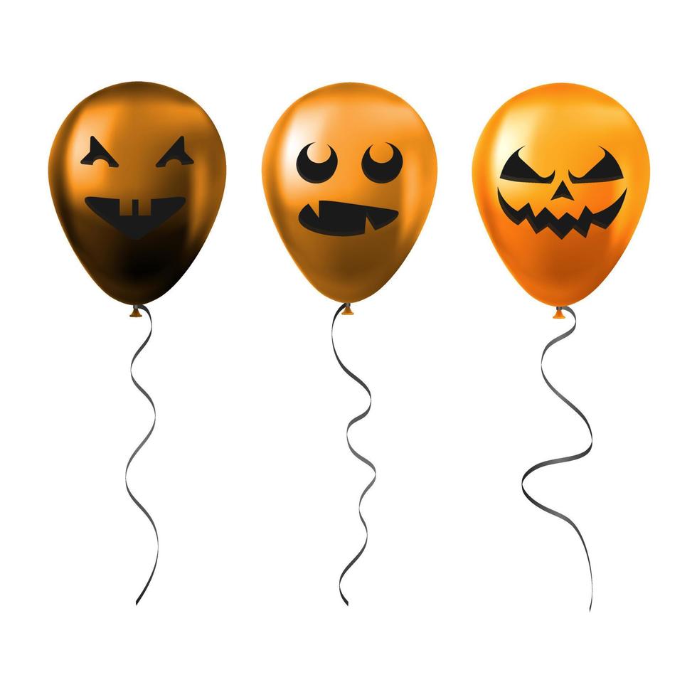 conjunto de balões laranja de halloween com rostos assustadores e  engraçados 12528410 Vetor no Vecteezy